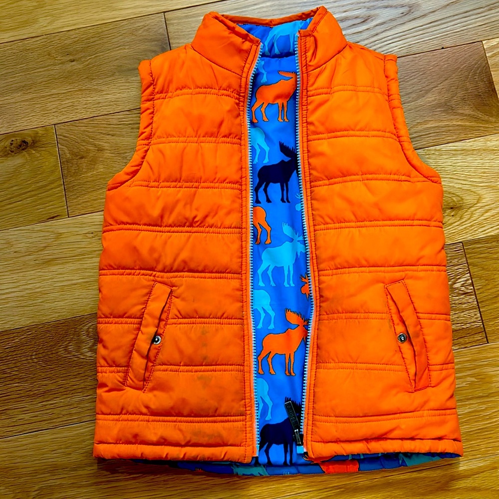 Boys Hatley Reversible Puffer Vest Moose print size 7